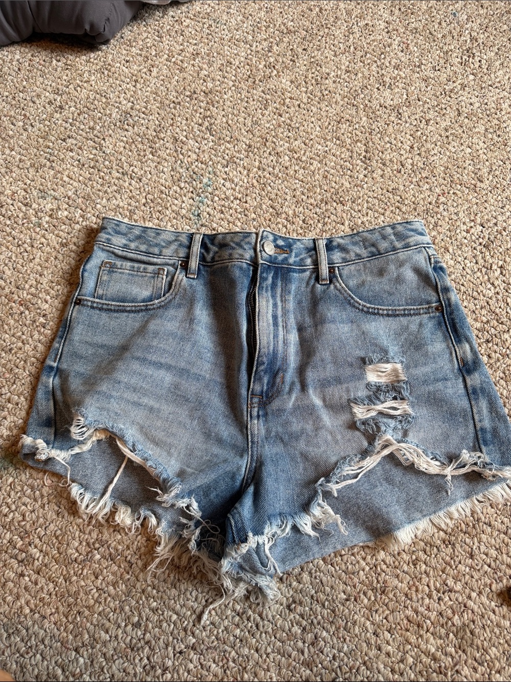 Pacsun High-Rise Distressed Denim Shorts - Light Blue